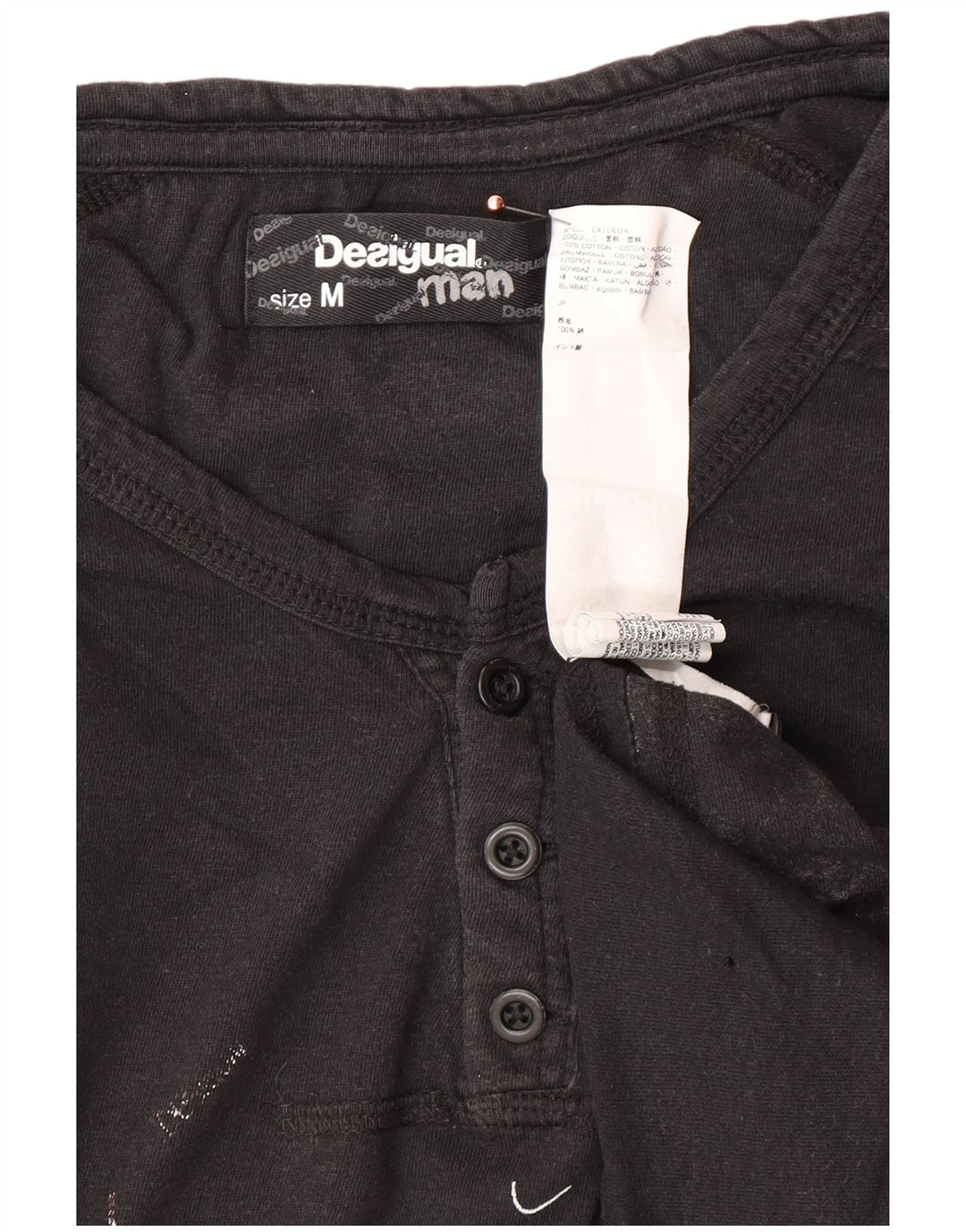 DESIGUAL Muška majica kratkih rukava srednje veličine, crni pamuk