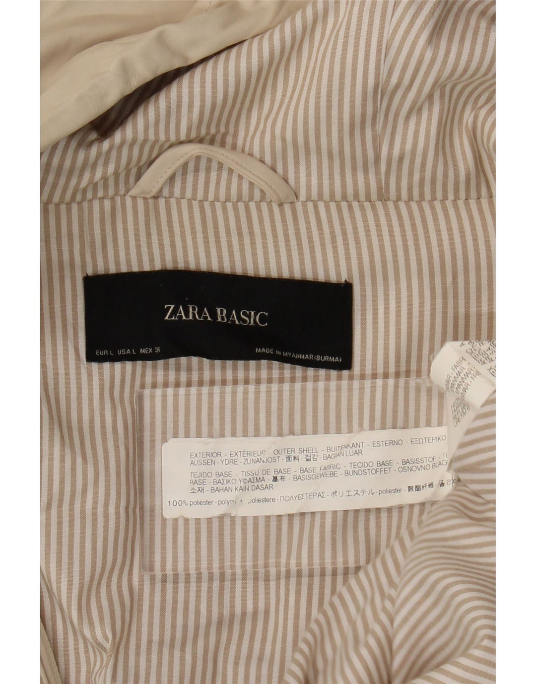 Zara ženska vjetrovka s kapuljačom UK 16 Large Beige Poliester