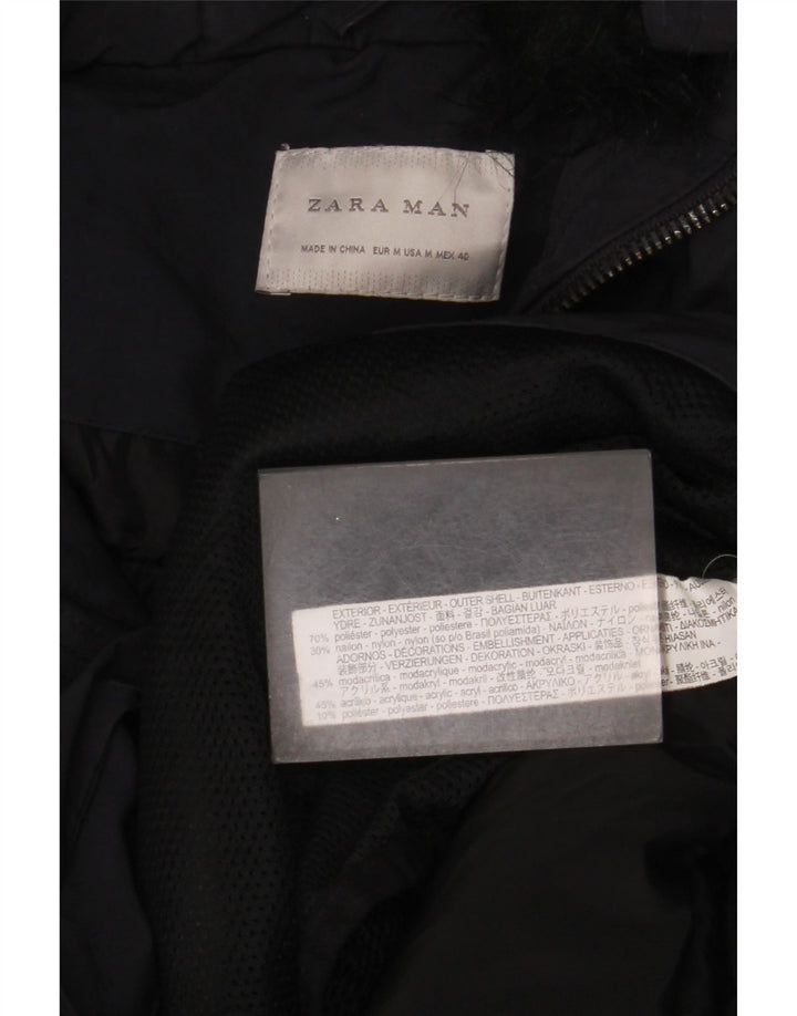 Zara muški podstavljeni kaput s kapuljačom UK 38 srednje tamnoplavi poliester