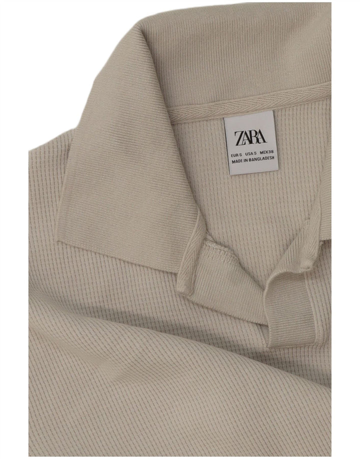 ZARA muški pulover s polo ovratnikom mali sivi pamuk