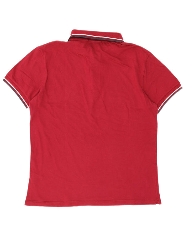 Fred Perry Mens Polo Shirt Medium Burgundy Striped Cotton