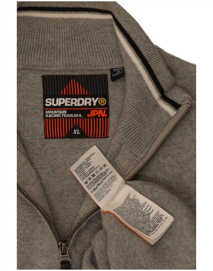 SUPERDRY muški džemper XL s patentnim izrezom, sivi pamuk