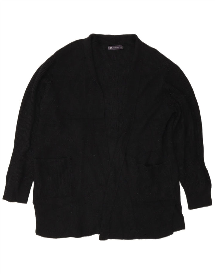 Marks & Spencer ženski preveliki otvoreni kardigan pulover UK 18 XL crni