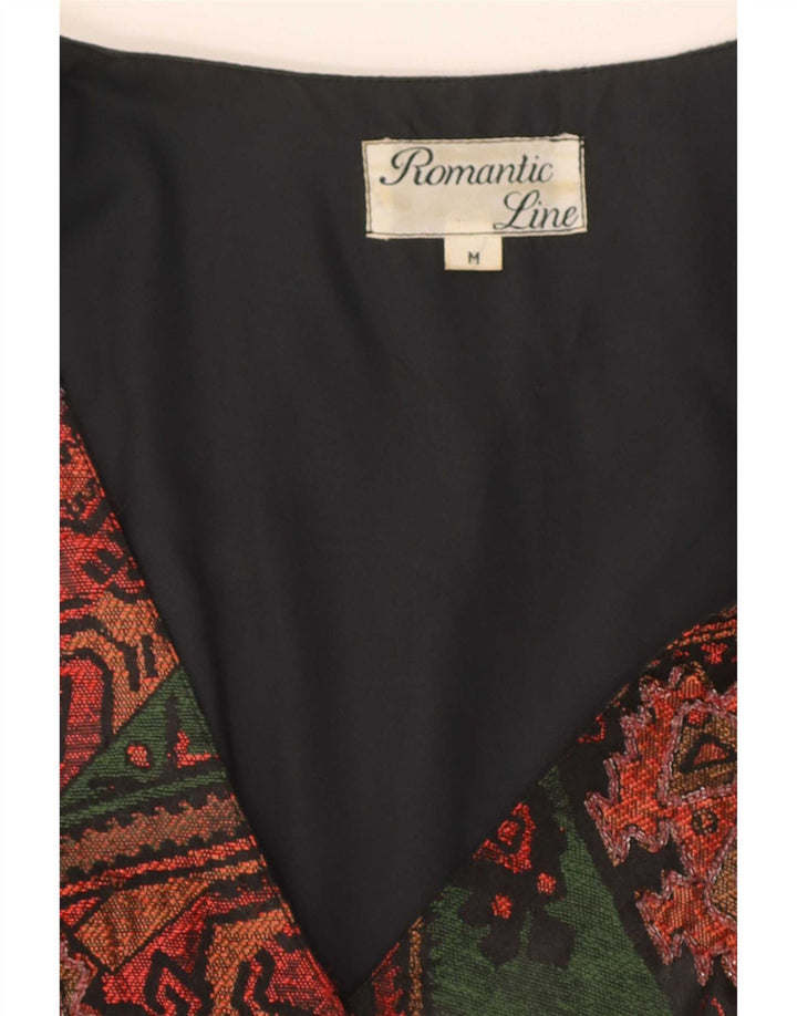 Vintage ženski prsluk UK 12 srednje raznobojni patchwork poliester
