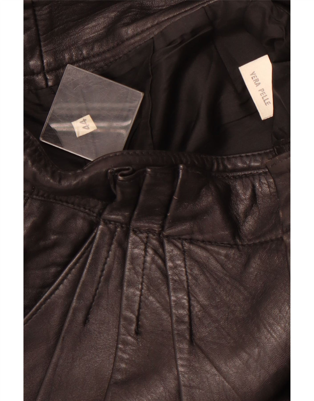 VINTAGE ženske kožne hlače s štipaljkama IT 44 srednje W26 L26 crna koža