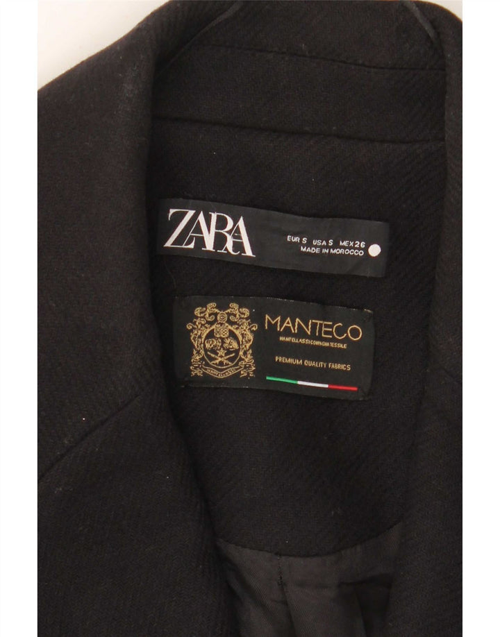 Zara ženski preveliki kaput s dvorednim kopčanjem UK 10 Small Black