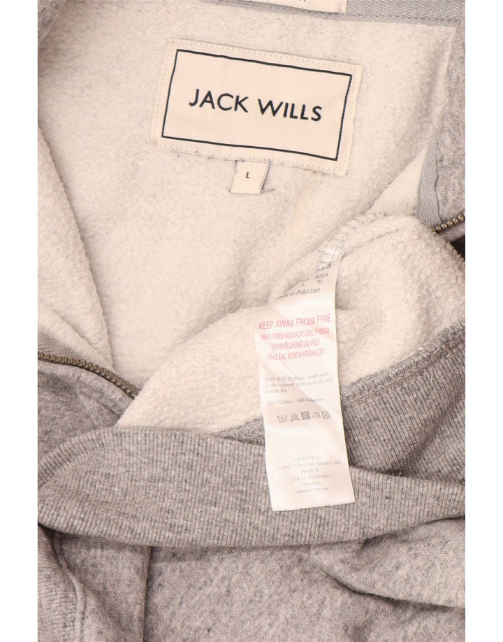 JACK WILLS Muška dukserica s izrezom s patentnim zatvaračem Veliki sivi flekasti pamuk