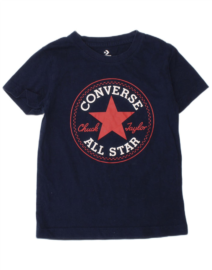 CONVERSE Boys Chuck Taylor Graphic T-Shirt Top 4-5 Years Mornarsko plavi pamuk