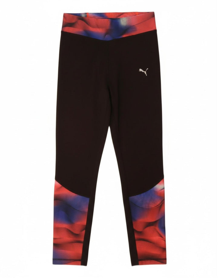 PUMA Girls Leggings 11-12 Years  Black Colourblock Polyester