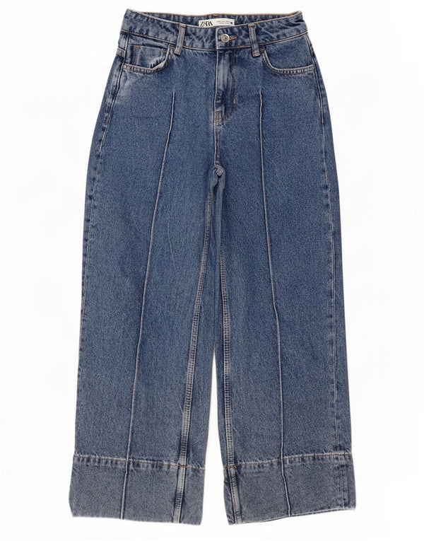 Zara Womens Loose Fit High Waist Jeans EU 32 2XS W22 L25 Blue Cotton