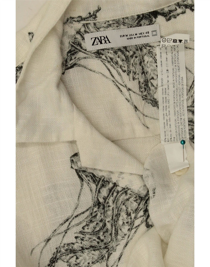 Zara muška košulja kratkih rukava s apstraktnim uzorkom srednje bijele viskoze