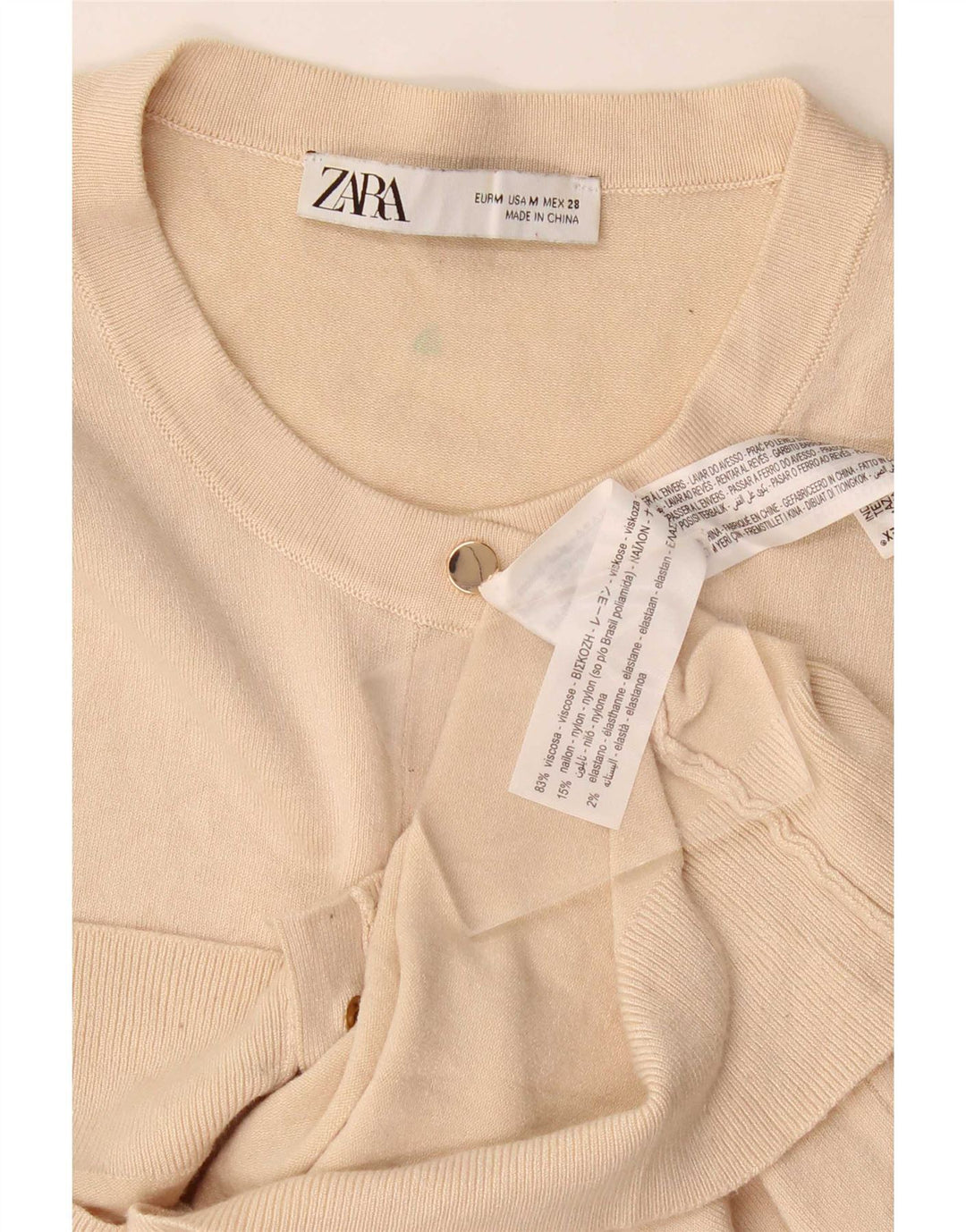 Zara ženski kardigan pulover UK 12 Srednje bež viskoza