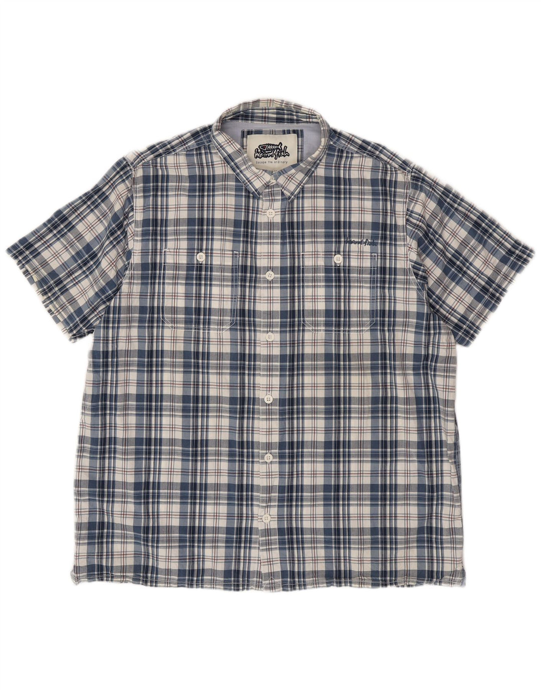 WEIRD FISH Muška majica kratkih rukava 2XL pamuk u plavi karirani komad