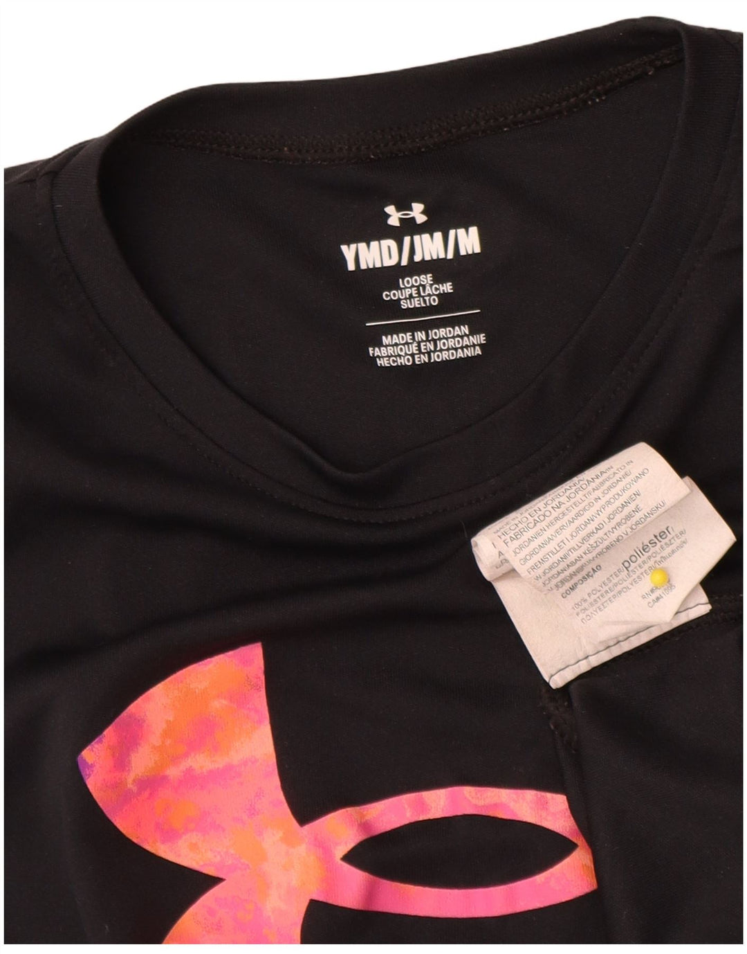 Under Armour Majica kratkih rukava za djevojčice s grafičkim motivima, 9-10 godina, srednji crni poliester