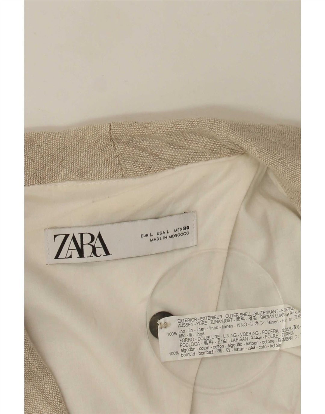 Zara ženski sako s dvostrukim kopčanjem UK 16 Large Beige Lan