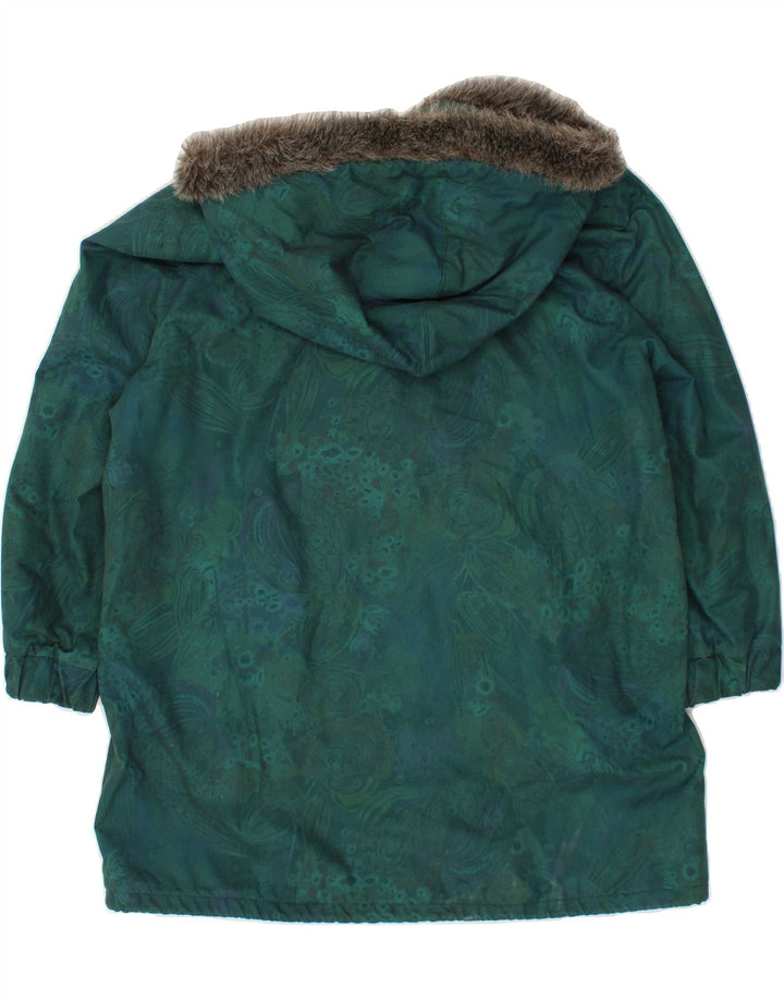 SETTEBELO Womens Abstract Pattern Windbreaker Coat IT 42 Medium Green Vintage Settebelo and Second-Hand Settebelo from Messina Hembry 