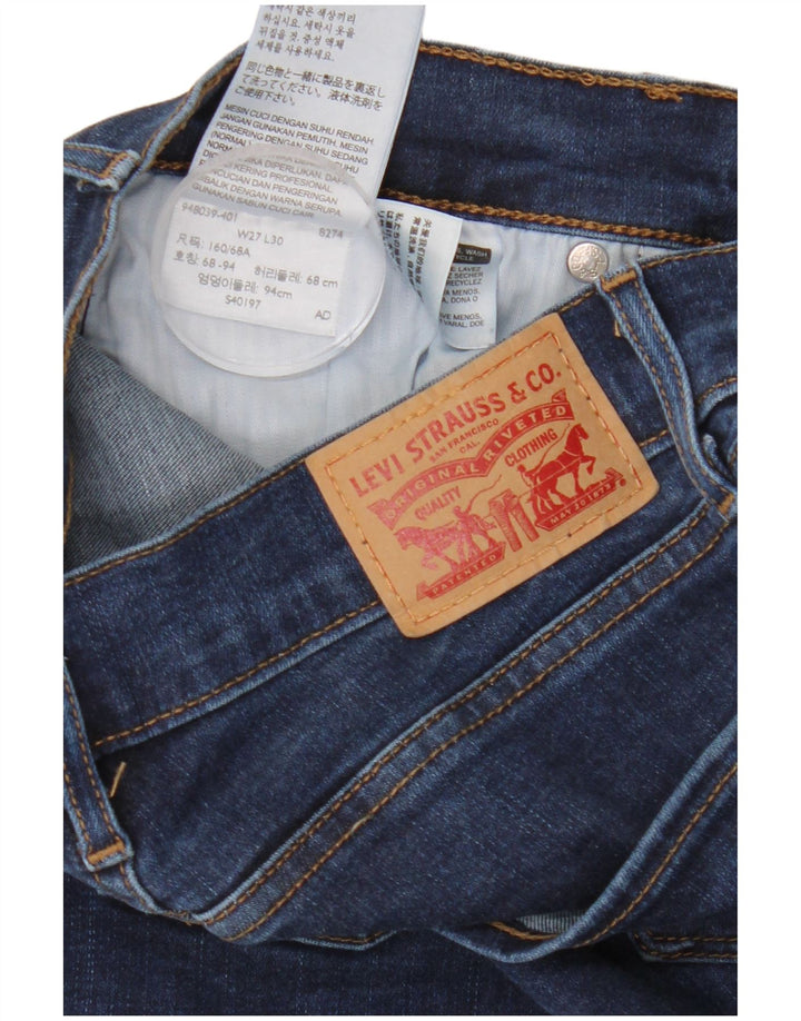 LEVI'S ženske uske traperice W27 L30 tamnoplavi pamuk