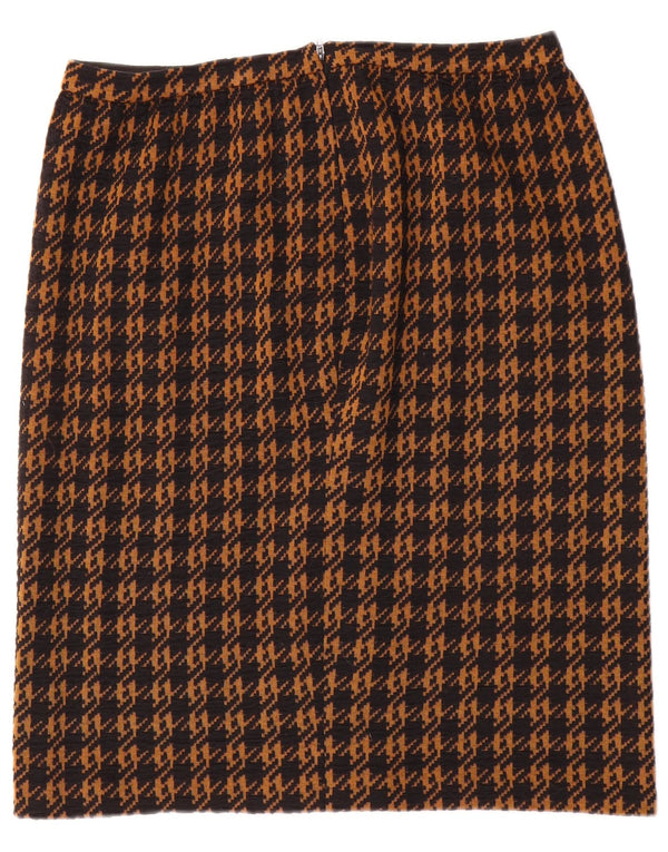 Vintage ženska ravna suknja W32, velika smeđa houndstooth
