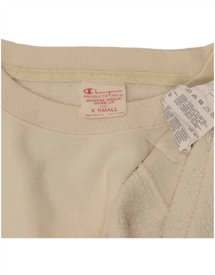 CHAMPION Mens Reverse Weave Sweatshirt Jumper XS Off White Cotton