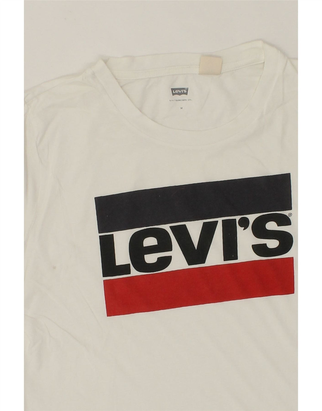 LEVI'S Womens Graphic T-Shirt Top UK 14 Medium White Vintage Levi's and Second-Hand Levi's from Messina Hembry 