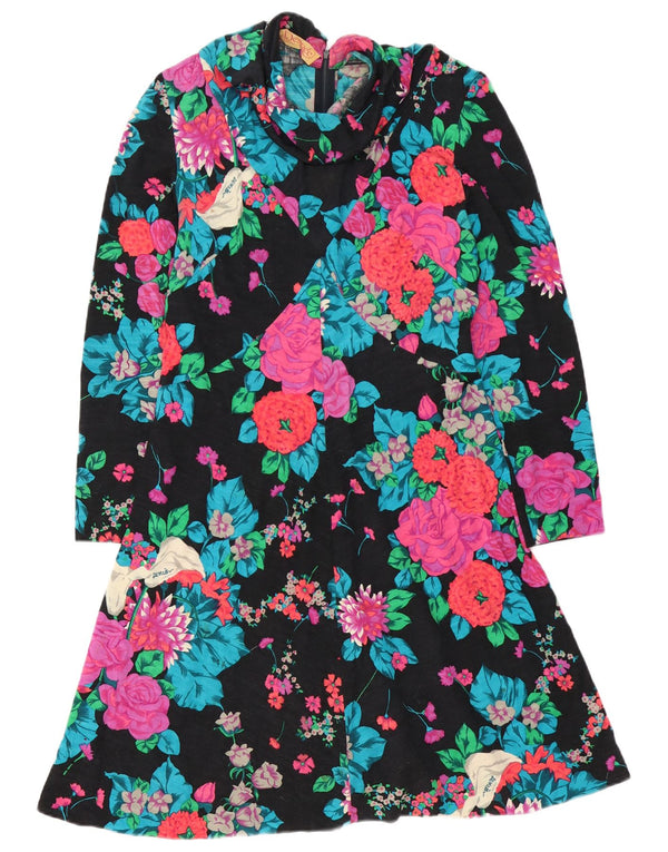 Desiree Womens Long Sleeve A-Line Dress UK 12 Medium Black Floral