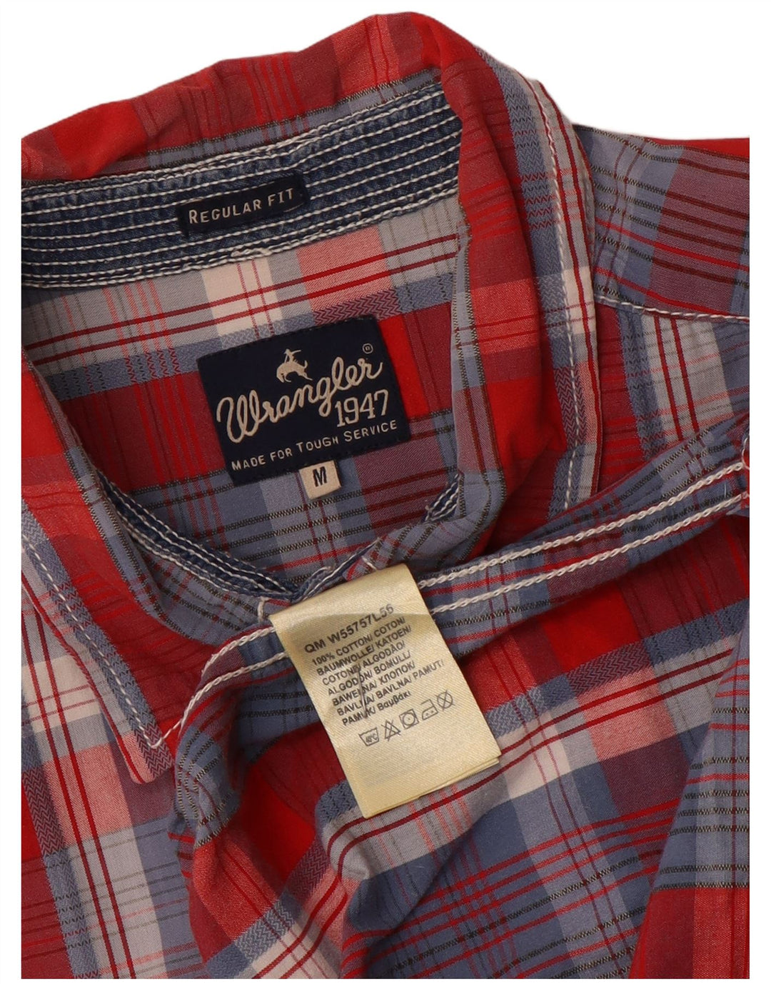 Wrangler muška majica kratkih rukava standardnog kroja Srednje plavi karirani pamuk