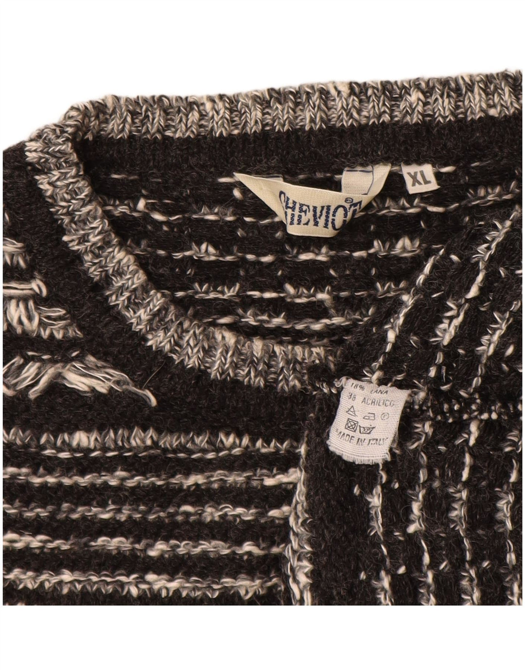 VINTAGE muški džemper s okruglim izrezom XL crne geometrijske vune