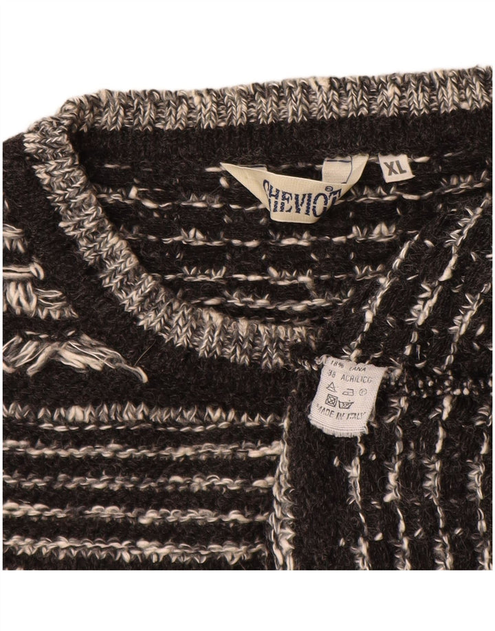 VINTAGE muški džemper s okruglim izrezom XL crne geometrijske vune