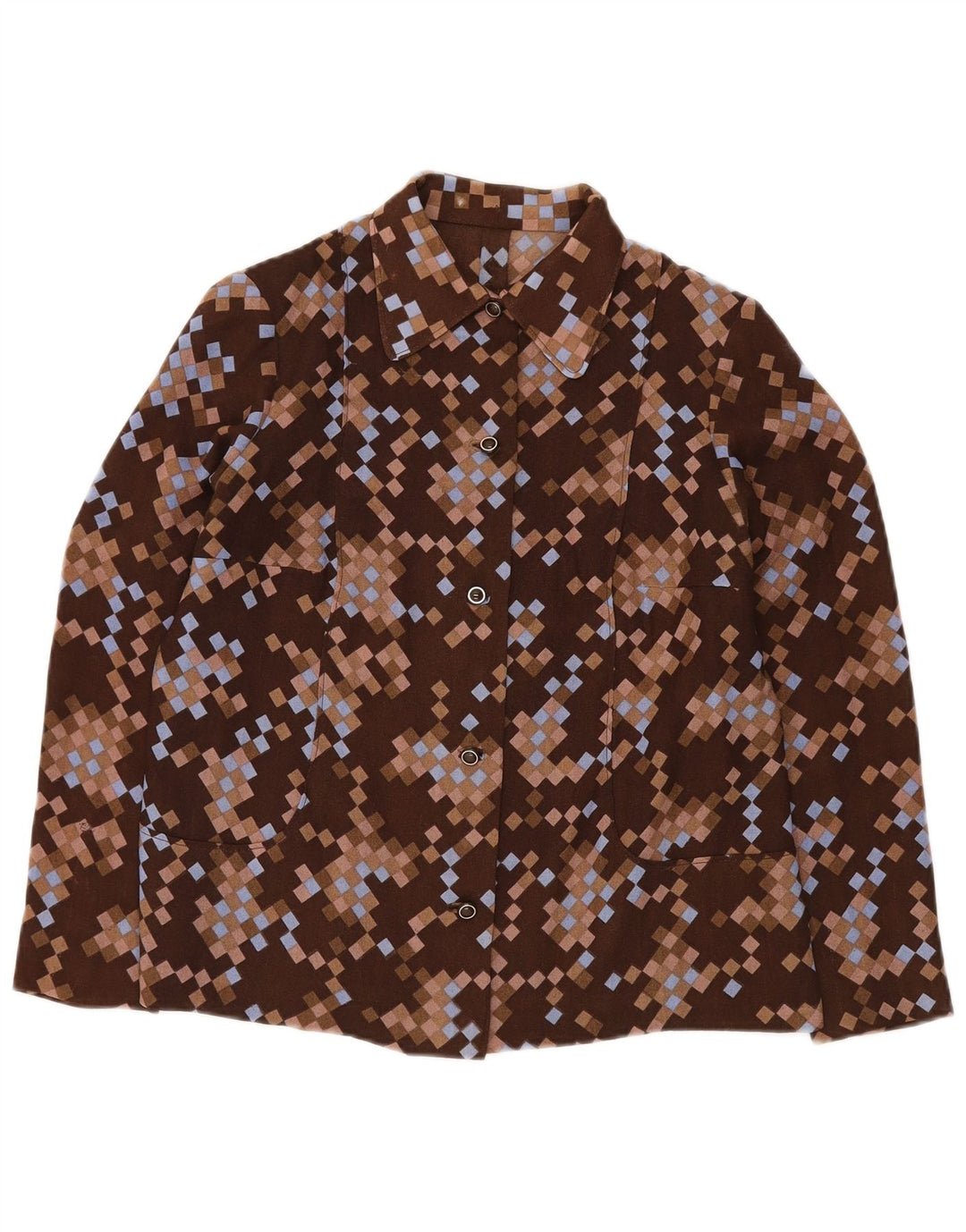 VINTAGE ženska bomber jakna UK 12 srednje smeđa geometrijska