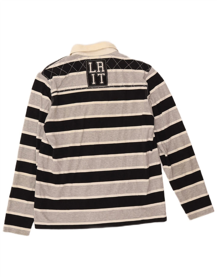 LOTTO muška ragbi polo majica dugih rukava s grafičkim motivima srednje crne pruge