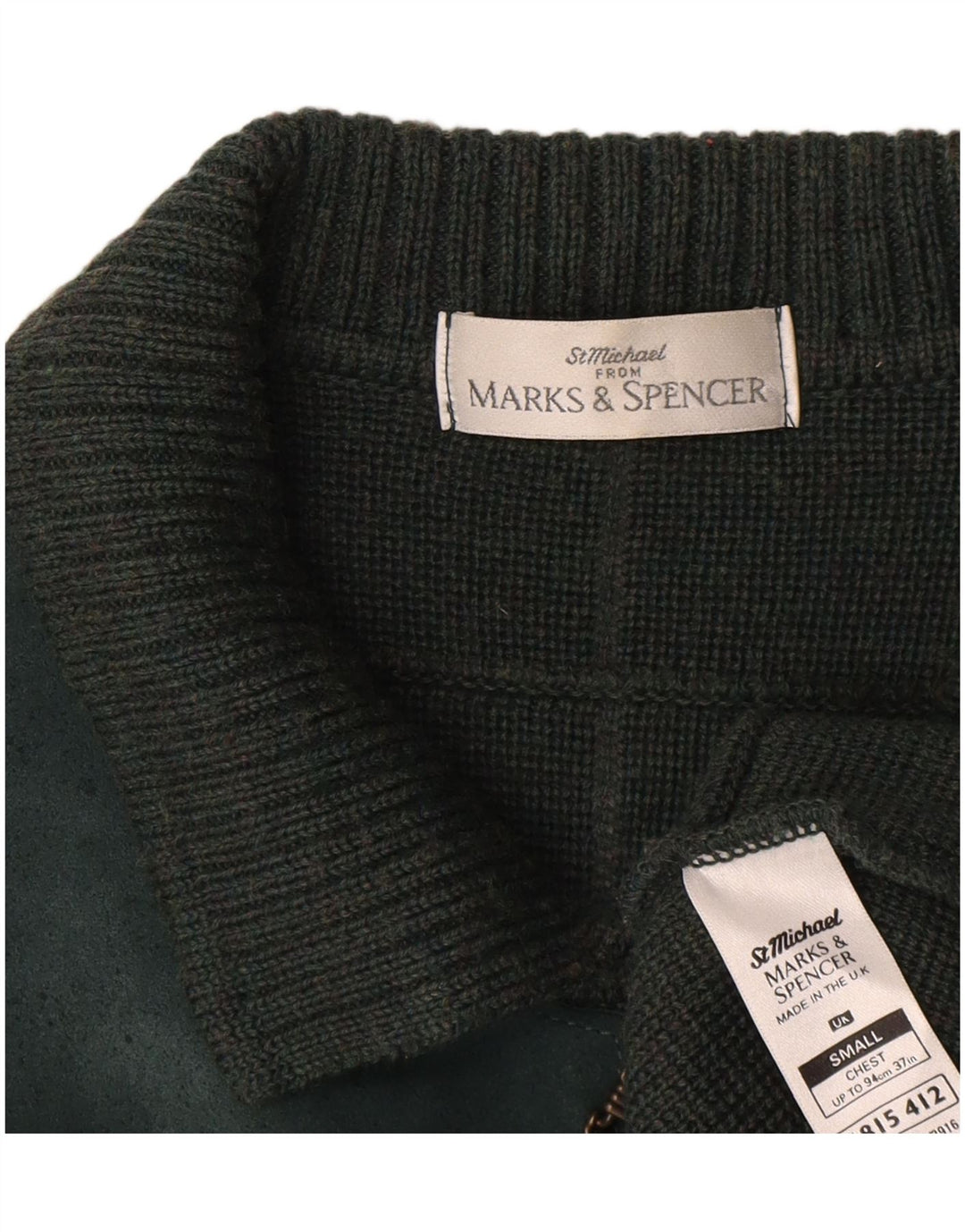 Marks & Spencer muški džemper St. Michael, mali zeleni karirani vuneni pulover