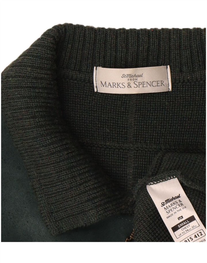 Marks & Spencer muški džemper St. Michael, mali zeleni karirani vuneni pulover