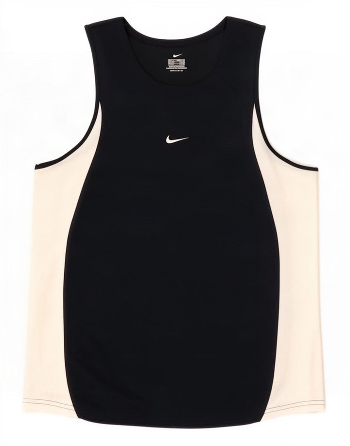 Nike Dri Fit Vest Top Medium Navy Blue Colourblock Poliester