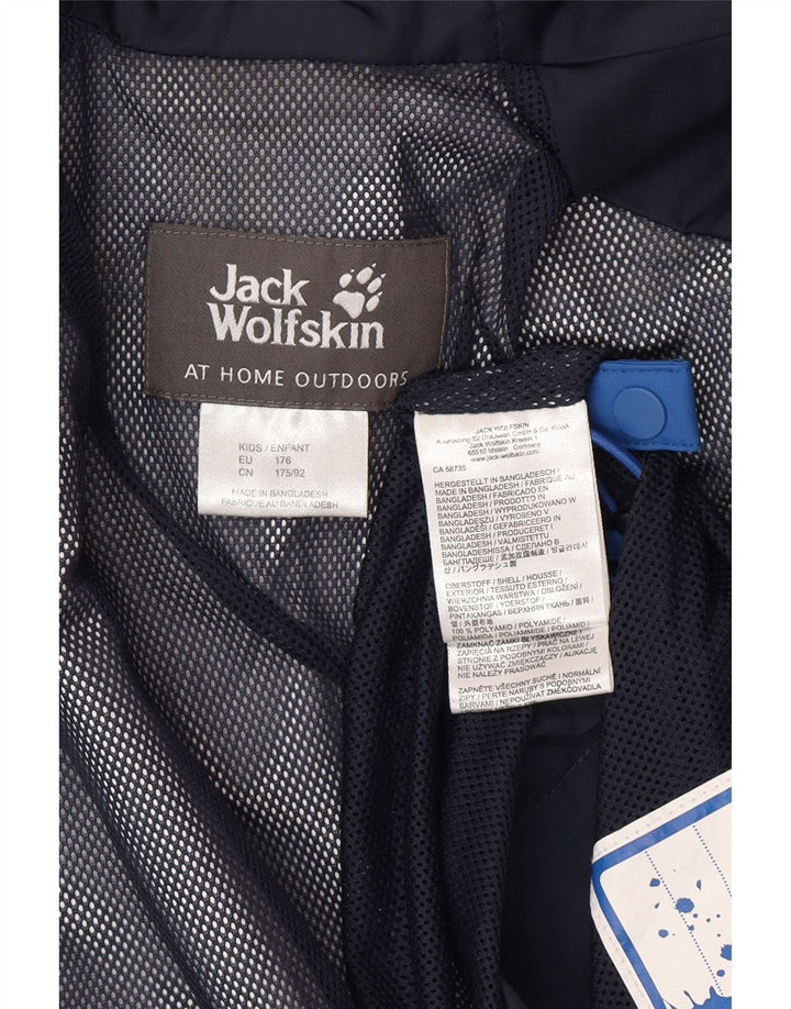 Kišna jakna Jack Wolfskin za dječake 15-16 godina, plava poliamidna boja