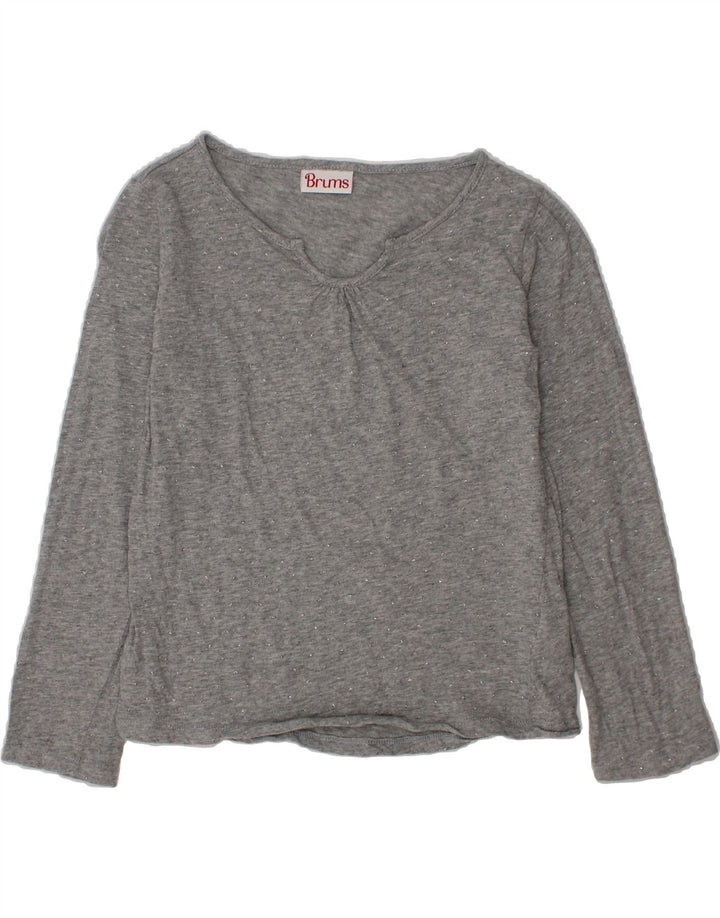 BRUMS Girls Top Long Sleeve 9-10 Years Grey Cotton Vintage Brums and Second-Hand Brums from Messina Hembry 