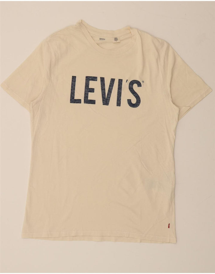 LEVI'S Mens Graphic T-Shirt Top Large Beige Cotton Vintage Levi's and Second-Hand Levi's from Messina Hembry 