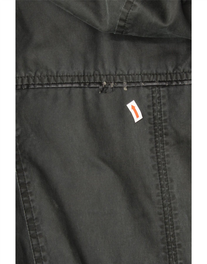 HUGO BOSS Womens Hooded Parka Jacket UK 12 Medium  Black Cotton