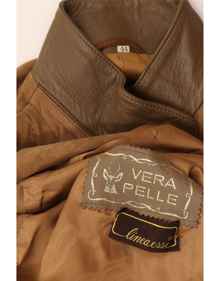 Vintage ženska prevelika jakna od brušene kože IT 44 srednje smeđe kože