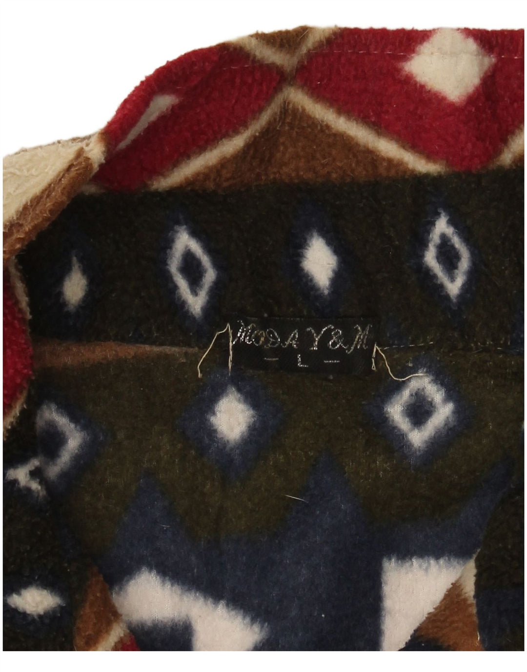 VINTAGE ženska prevelika jakna od flisa UK 16 Veliki višebojni geometrijski