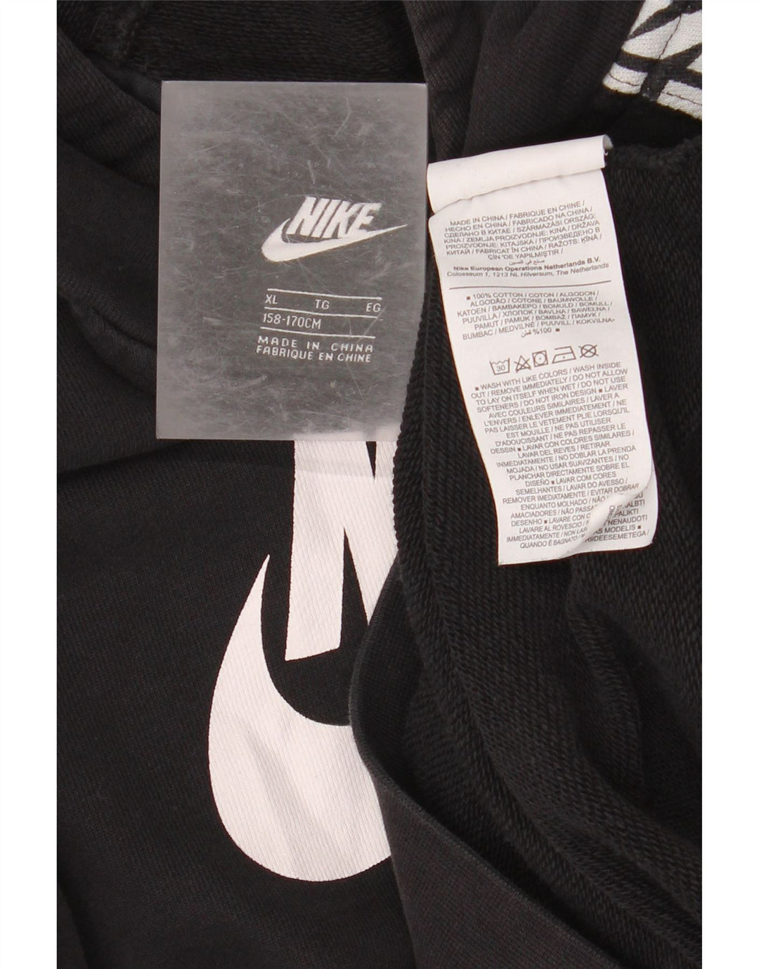 NIKE Boys Graphic Hoodie Džemper 13-14 godina XL crni pamuk