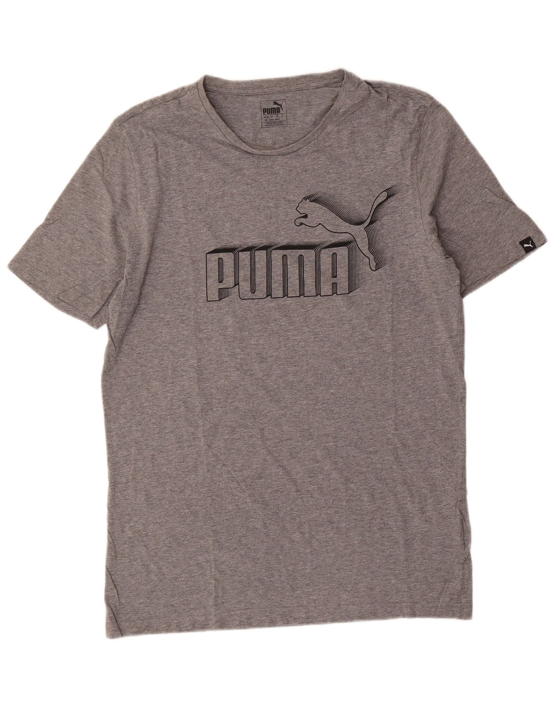 PUMA Mens Graphic T-Shirt Top Large Grey Cotton
