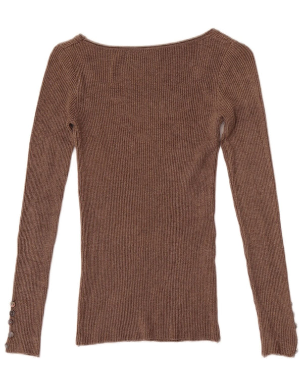 Zara ženska majica dugih rukava UK 4 XS smeđi pamuk