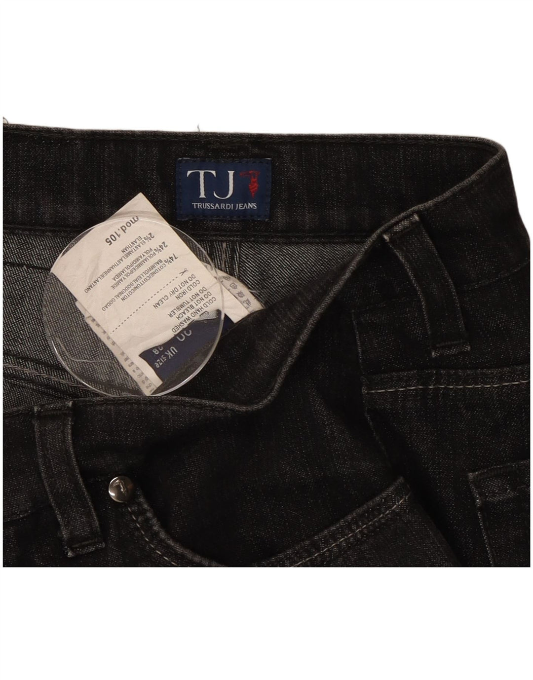 Ženske traperice Trussardi Bootcut W28 L31 crni pamuk