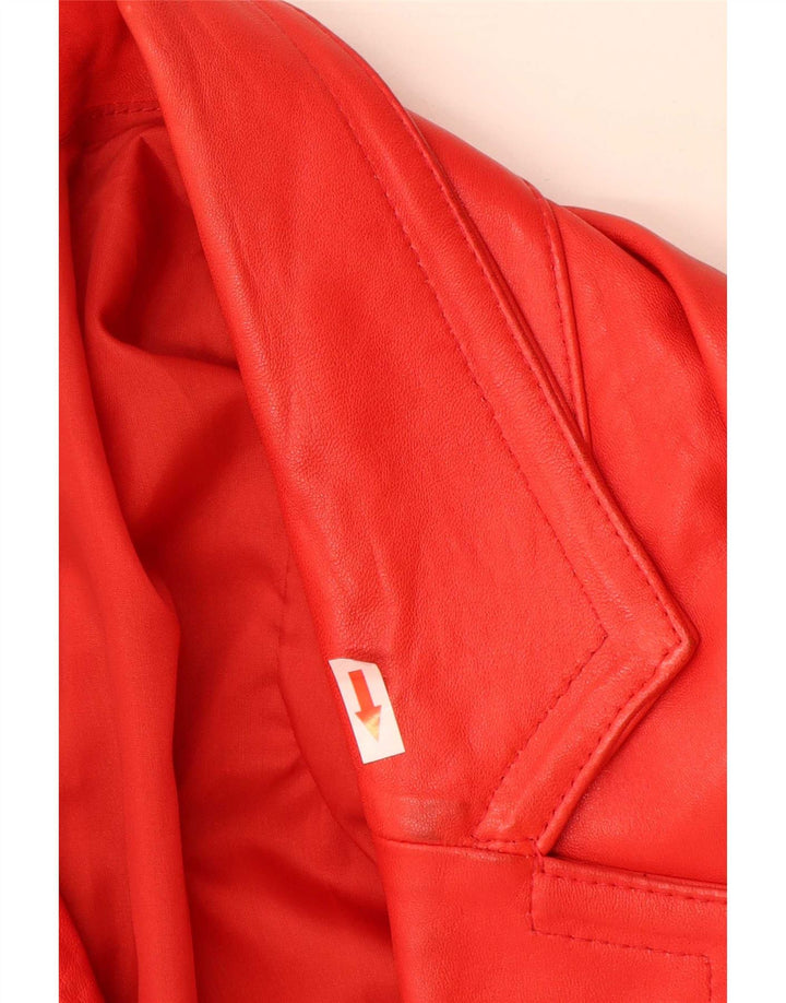 Vintage ženski preveliki kožni kaput UK 18 XL crveni