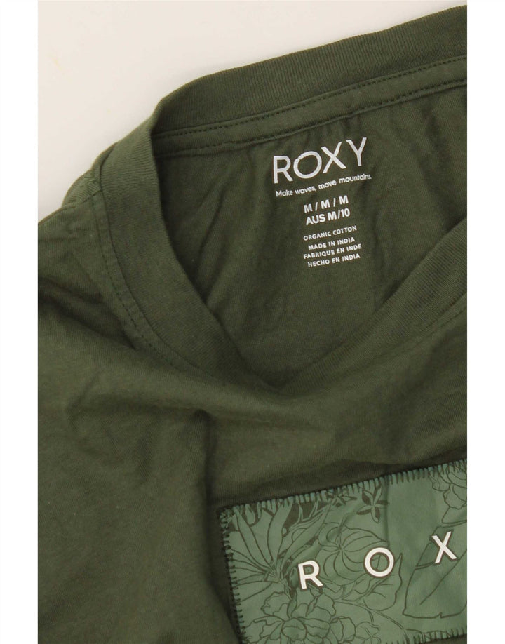 Ženska majica s grafičkim motivima Roxy UK 14, srednji kaki pamuk