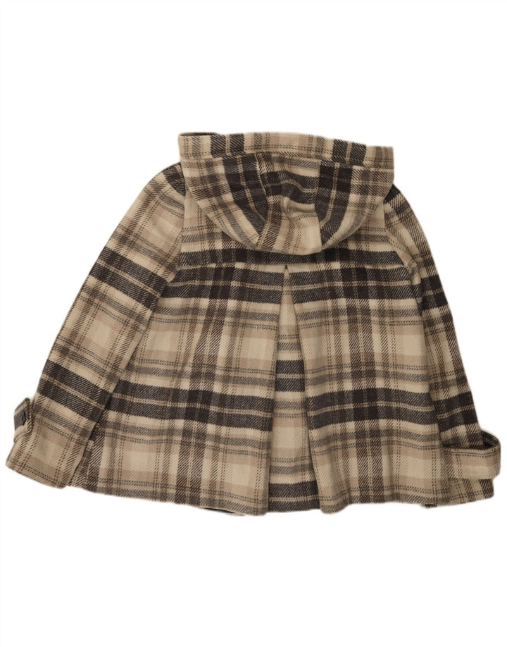 Zara ženski kaput s dvostrukim kopčanjem s kapuljačom UK 16 Veliki bež karirani