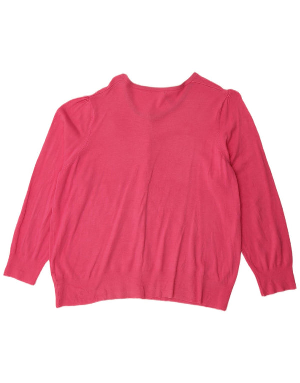 Marks & Spencer ženski kardigan pulover UK 24 4XL ružičasta viskoza