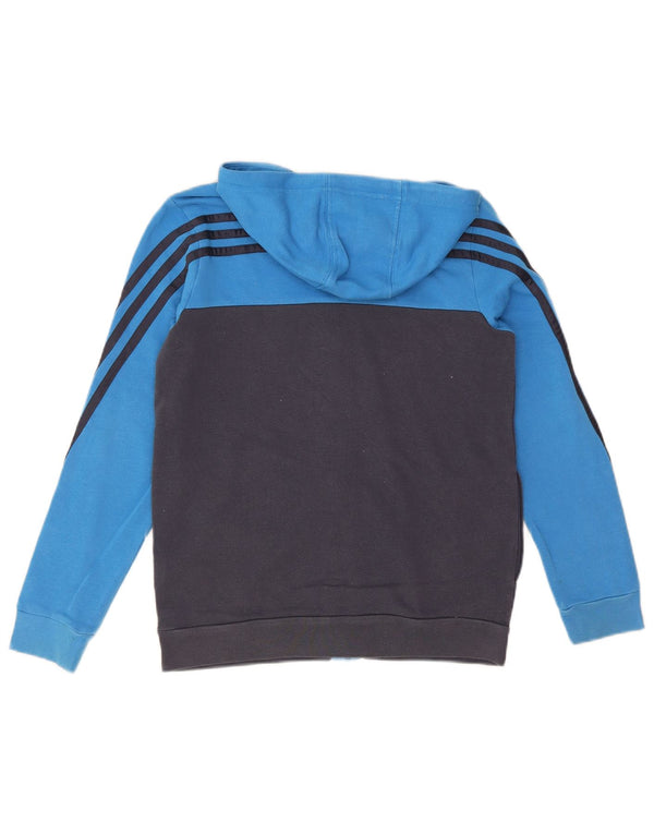 Adidas pulover s kapuljačom na patentni zatvarač za dječake 11-12 godina, plavi pamuk