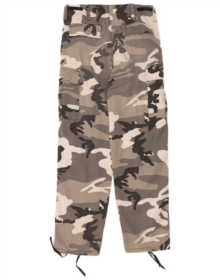 VINTAGE muške obične Cargo hlače male W31.5 L32.5 sive kamuflažne