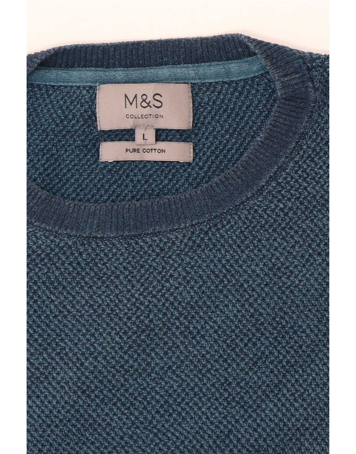 Marks & Spencer muški pulover s okruglim izrezom, veliki plavi pamuk